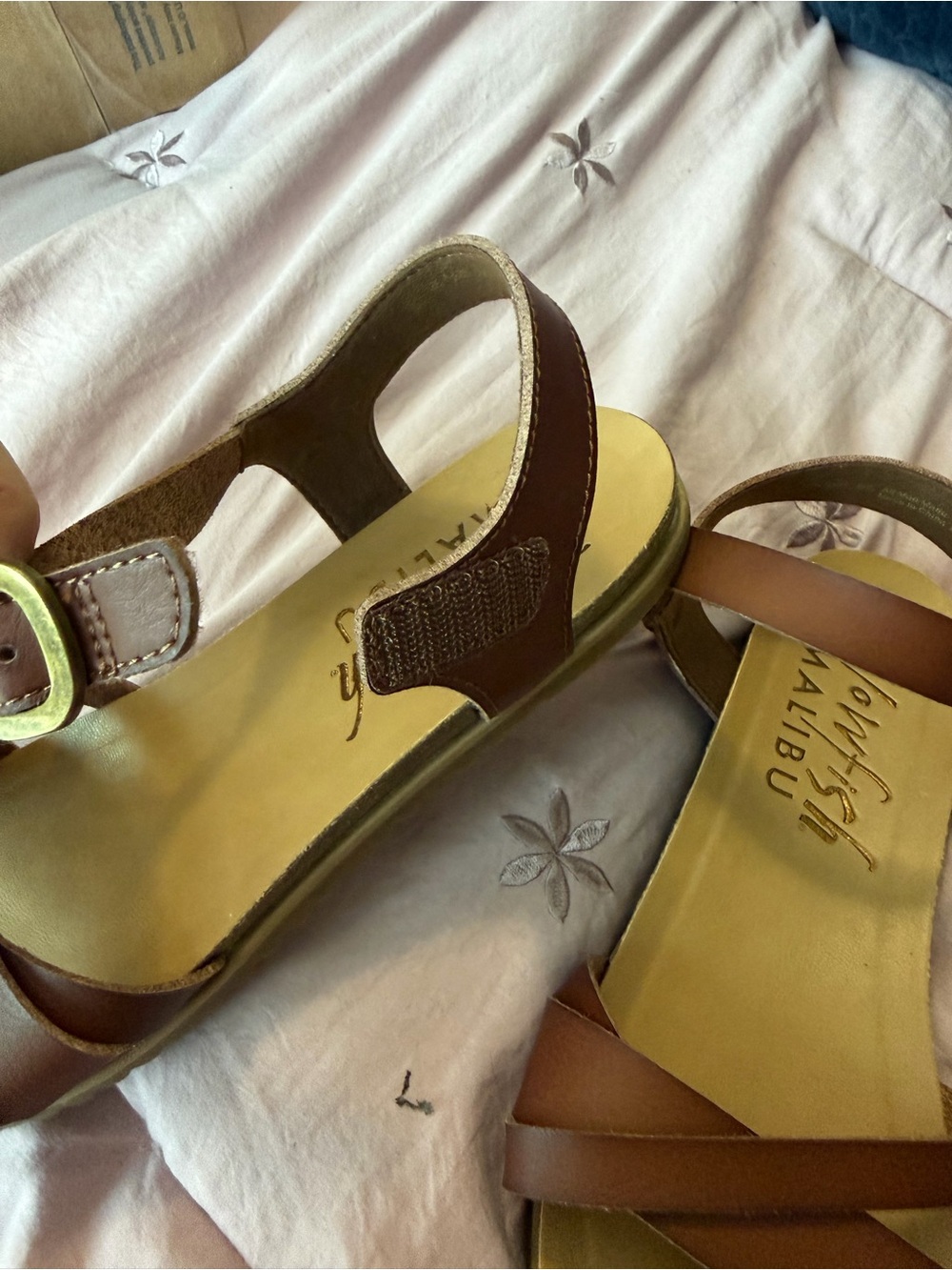 Malibu Blowfish Tan Crisscross Ankle-Strap Sandals - Picture 9 of 10